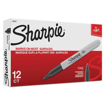Sharpie® Fine Tip Permanent Marker, Fine Bullet Tip, Black, Dozen freeshipping - TVN Wholesale